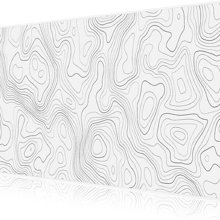 Nexara - Muismat XXL - Bureau Onderlegger en Gaming Mousepad - 90 x 40 cm - Topografisch Wit