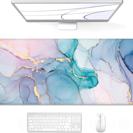 Nexara - Muismat XXL - Bureau Onderlegger en Gaming Mousepad - 90 x 40 cm - Marmerlook Pastel