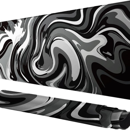 Nexara - Muismat XXL - Bureau Onderlegger en Gaming Mousepad - 90 x 40 cm - Swirl Zwart en Wit
