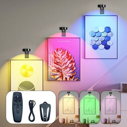 Set van 3 Draadloze Schilderijspotjes – Oplaadbaar met LED & RGB - verlichting - Seprio