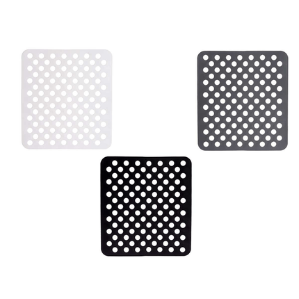 Set van 3 Gootsteenmatten – Vierkant 28x31 cm – Wit, Grijs en Zwart - Siliconen - Seprio