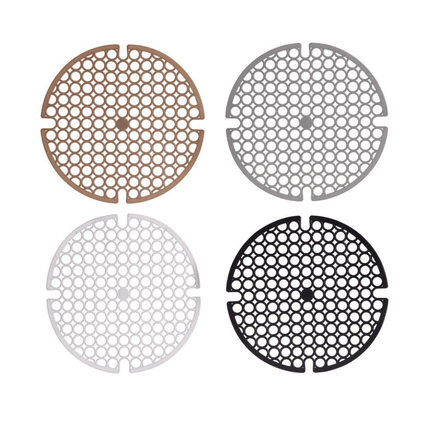 Set van 4 - Ronde Gootsteenmat 29 cm – Wit, Grijs, Zwart, Beige - PVC - Seprio