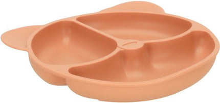 Siliconen Baby Servies Set - 4 Delig Kinder Eetset met Bord Slab Vork en Lepel - Verdeelbord met 3 Vakken - Voedselveilig Siliconen - Antislip en BPA - vrij - Roze Teddy Design - Seprio