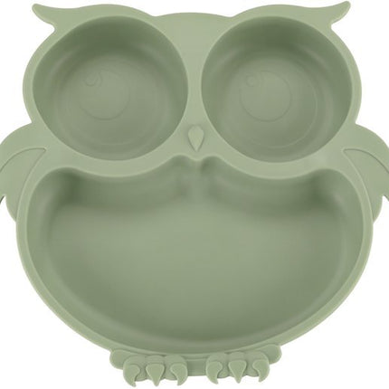 Siliconen Baby Servies Set - 8 Delig Kinder Eetset met Bord Kom Beker met Rietje Slab en Bestek - Uil Design - Met Zuignap - BPA - vrij - Antislip Kinderservies - Groen - Seprio