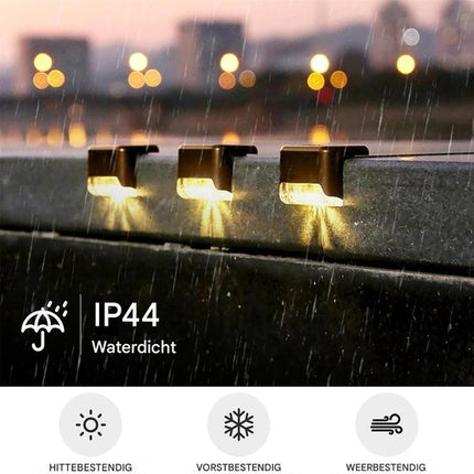 Solar Buitenverlichting - Waterdichte Tuinlampen - Voor Pad Terras Trap Balkon - Zonnestaplichten - Woondecoratie - Warm Wit/Wit - Zwart - 12 stuks - Seprio