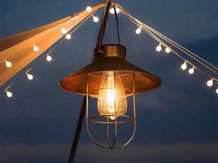Solar Hanglamp Buiten - Warm Wit LED - Schemersensor en Bewegingssensor - Waterdicht Weerbestendig - Vintage Lantaarn - Hangend Met Handvat - Seprio