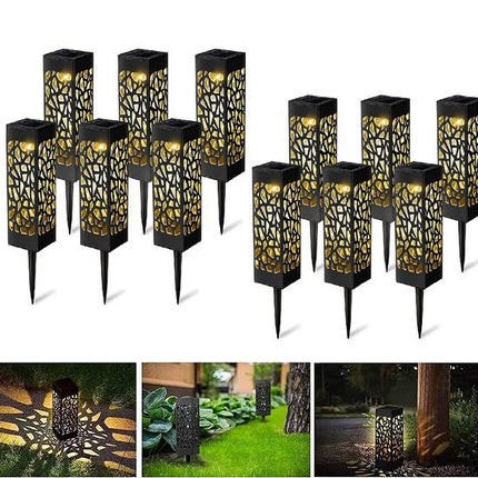 Solar priklamp - Set van 12 stuks (6*6*18CM) - Padverlichting - Lantaarn - buitenlampen - Priklamp op zonne - Solar Grondspots - Tuinverlichting op zonne - energie - Seprio