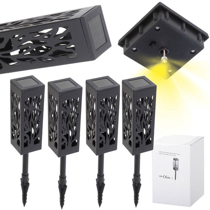 Solar Tuinfakkels - 4 stuks - 40cm - Tuinverlichting op zonne - energie - Kerstverlichting buiten - Solar tuinverlichting - Tuinlantaarns - Padverlichting - LED - Buitenverlichting - Vierkant - Seprio