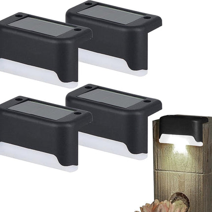 Solar wand- en traplampen zwart – warm wit – 4 stuks - Seprio