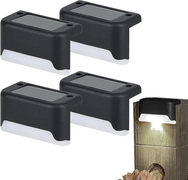 Solar wand- en traplampen zwart – warm wit – 4 stuks - Seprio