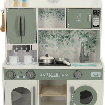 Speelkeuken Hout Groen - Kinderkeuken incl. 8 Speelgoed Keukenaccessoires - Luxe en Compleet - Premium - Seprio