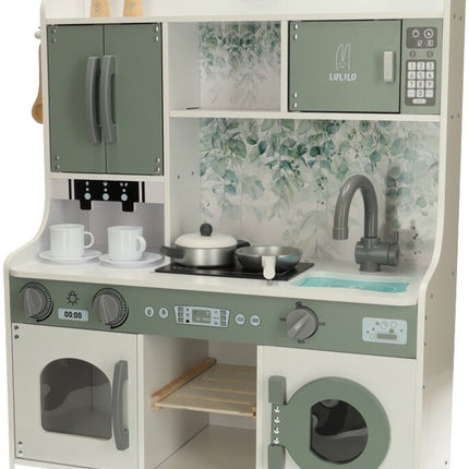 Speelkeuken Hout Groen - Kinderkeuken incl. 8 Speelgoed Keukenaccessoires - Luxe en Compleet - Premium - Seprio