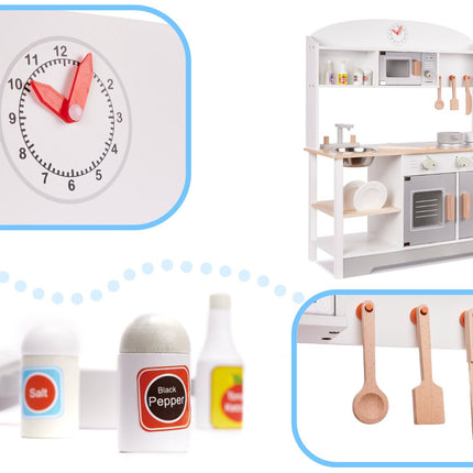 Speelkeuken Hout - Modern - Kinderkeuken incl. 11 Speelgoed Keukenaccessoires - Luxe en Compleet - Premium - Seprio