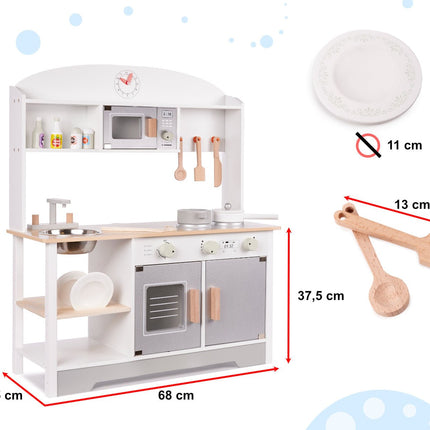 Speelkeuken Hout - Modern - Kinderkeuken incl. 11 Speelgoed Keukenaccessoires - Luxe en Compleet - Premium - Seprio