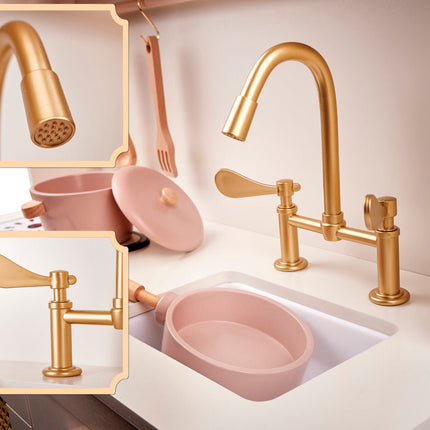 Speelkeuken Hout Roze - Boho - Retro - Kinderkeuken incl. 8 Speelgoed Keukenaccessoires - Luxe en Compleet - Premium - Seprio