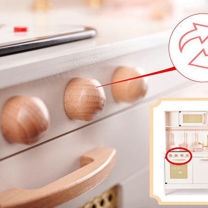 Speelkeuken Hout Roze - Boho - Retro - Kinderkeuken incl. 8 Speelgoed Keukenaccessoires - Luxe en Compleet - Premium - Seprio