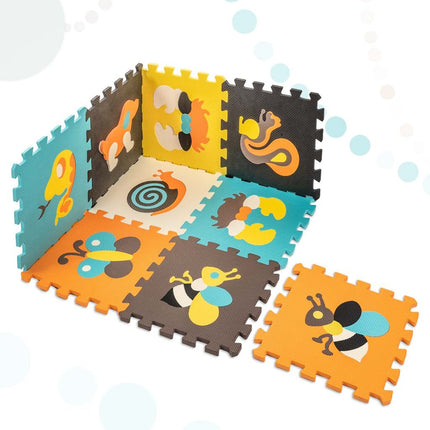 Speelmat Baby - 85x85cm - 9 - delige Puzzelmat - Foam - Opvouwbaar - Tegels - Speeltapijt - Multicolor - Dieren - Schuimmat - Kleurrijk - Dieren - Seprio