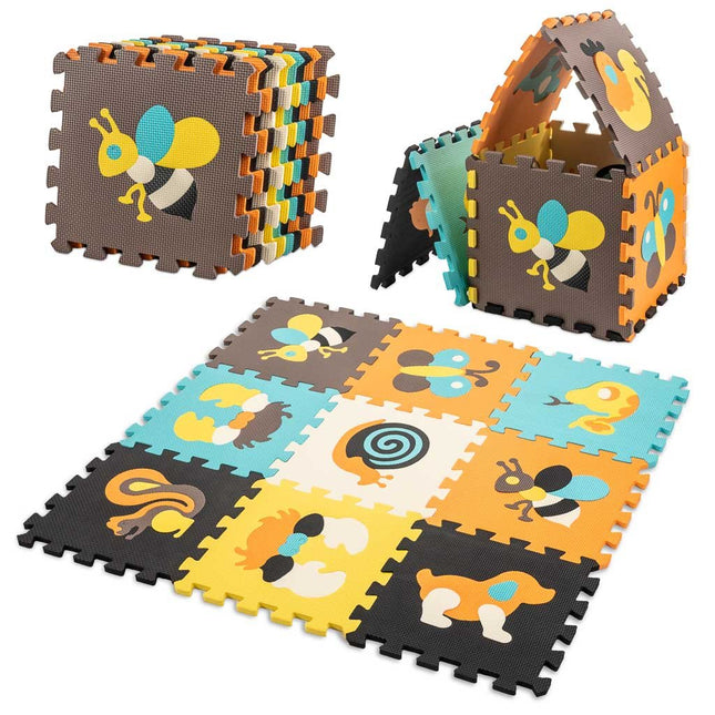 Speelmat Baby - 85x85cm - 9 - delige Puzzelmat - Foam - Opvouwbaar - Tegels - Speeltapijt - Multicolor - Dieren - Schuimmat - Kleurrijk - Dieren - Seprio