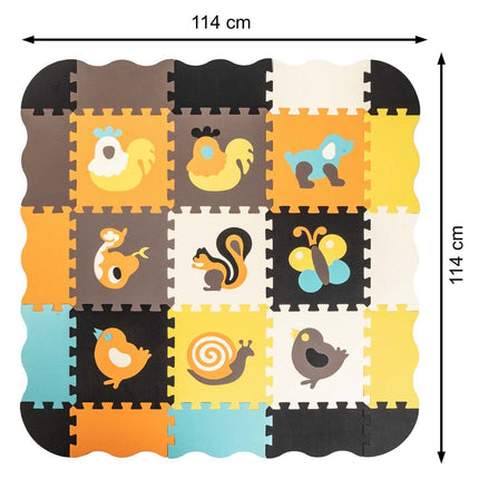 Speelmat Baby XL - 114x114cm - 25 - delige Puzzelmat - Foam - Opvouwbaar - Tegels - Speeltapijt - Multicolor - Dieren - Schuimmat - Kleurrijk - Dieren - Seprio