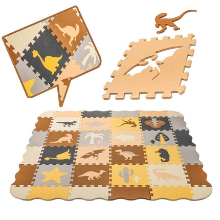 Speelmat Baby XL - 143x143cm - 36 - delige Puzzelmat - Foam - Opvouwbaar - Tegels - Speeltapijt - Multicolor - Dinosaurus - Schuimmat - Kleurrijk - Seprio