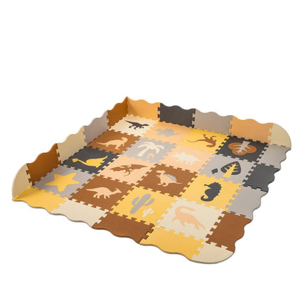 Speelmat Baby XL - 143x143cm - 36 - delige Puzzelmat - Foam - Opvouwbaar - Tegels - Speeltapijt - Multicolor - Dinosaurus - Schuimmat - Kleurrijk - Seprio