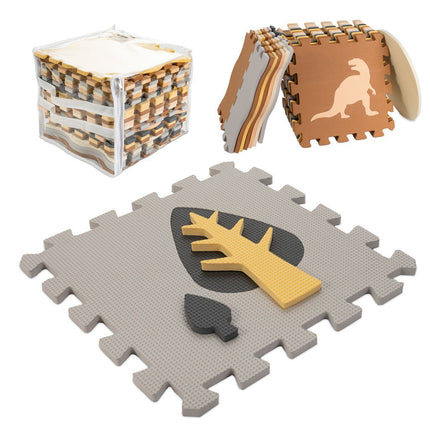 Speelmat Baby XL - 143x143cm - 36 - delige Puzzelmat - Foam - Opvouwbaar - Tegels - Speeltapijt - Multicolor - Dinosaurus - Schuimmat - Kleurrijk - Seprio