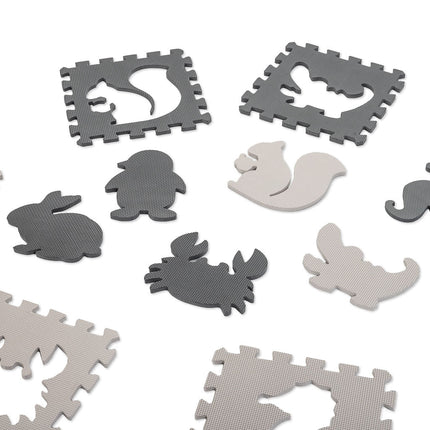 Speelmat Baby XL - 85x85cm - 9 - delige Puzzelmat - Foam - Opvouwbaar - Tegels - Speeltapijt - Dieren - Schuimmat - Grijs/Wit - Dieren - Seprio