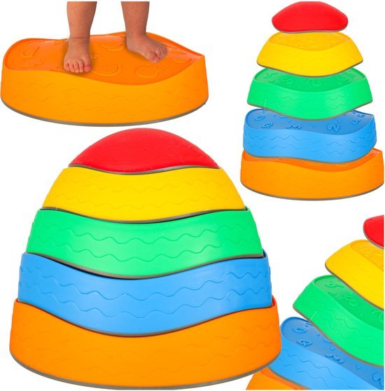 Stapelstenen - Balanceerstenen - Regenboog - 5 Stuks - Balans Speelgoed - Steppingstones - Rivierstenen - Seprio