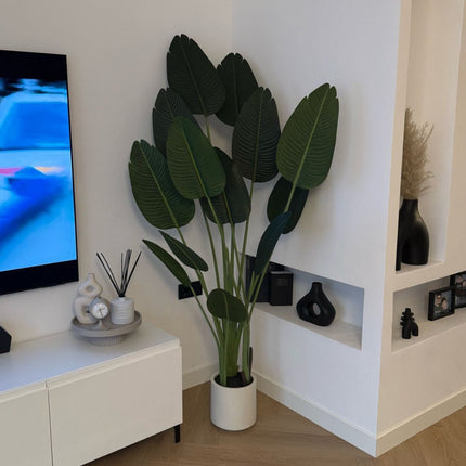 Strelitzia Nicolai - Kunstplanten voor Binnen - Kunstplant Strelitzia - Zijde - 180 cm - incl. Pot - Seprio