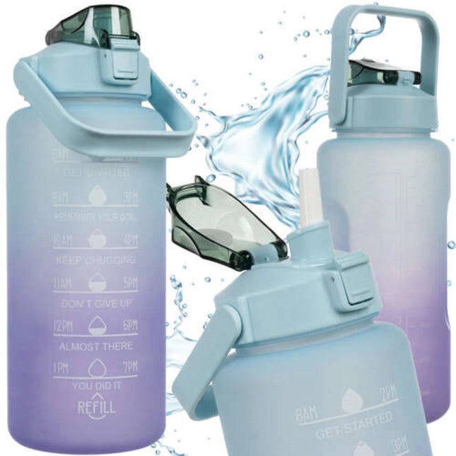 Trizand - 2L Wasserflasche - Große Motivations-Trinkflasche mit Zeitmarkierungen und Anti-Auslauf-System - Sportflasche