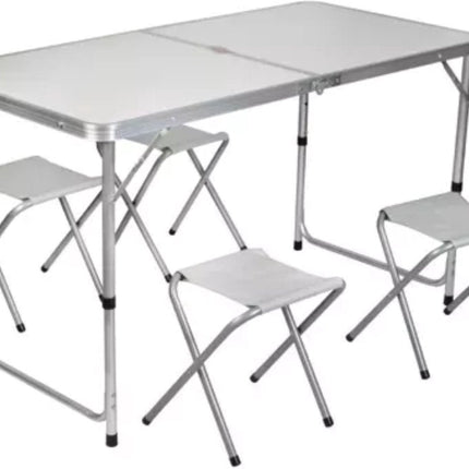 Trizand - Opvouwbare Picknicktafel - Biertafel met Banken - Vouwtafel - Campingtafel Set - Wit - Seprio