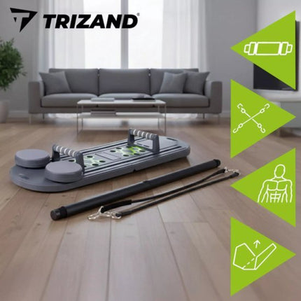 Trizand Pilatesboard 97 x 35 cm met handgrepen, buikrollers en weerstandstraining voor thuis - Seprio