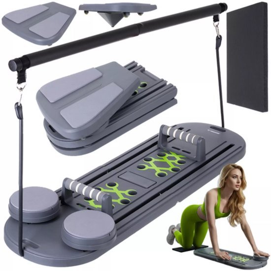 Trizand Pilatesboard 97 x 35 cm met handgrepen, buikrollers en weerstandstraining voor thuis - Seprio