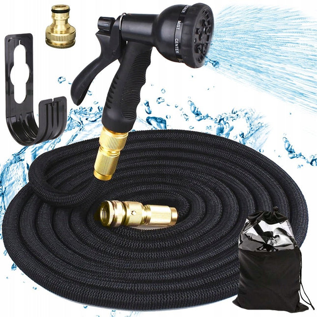 Tuinslang - Flexibel - Uitrekbaar - 3x Verlenging - 30m - Zwart - Seprio