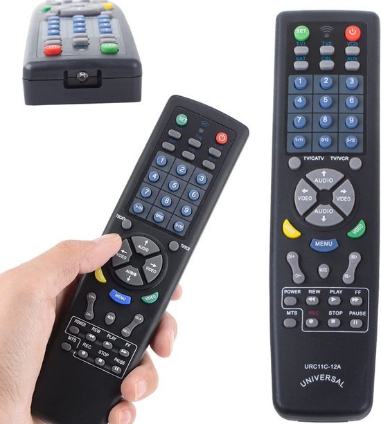 Universele Afstandsbediening - TV en Smart TV Remote - Multifunctioneel voor DVD VCR SAT CD AUX - Home Audio Video Controller - Werkt op 2x AAA - Zwart - Seprio