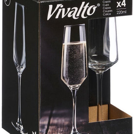 Vivalto Champagneglazen Luxe - 4x stuks - prosecco / cava glazen - 220 ml - Seprio