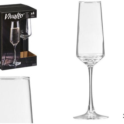 Vivalto Champagneglazen Luxe - 4x stuks - prosecco / cava glazen - 220 ml - Seprio