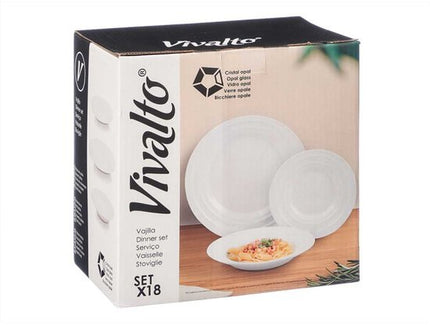 Vivalto - Luxe Borden - 18 Stuks - Wit - Horeca - Set - Pack - Witte Borden - Kwaliteit - Dinerbord - Ontbijtbord - Lunchbord - Seprio