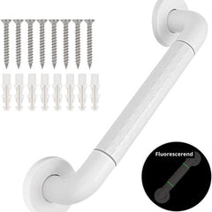 Wandbeugel - Wit - Fluorescerend - Extra Grip - 40 cm - Handgreep / Wandgreep Badkamer / Douche / Toilet - Toiletbeugel - Badgreep - Douchegreep - Non-Slip Grab Bar - Keuken - Trap - Handgreep Keukenkastjes - Veiligheidsgreep - Inclusief Schroeven - Seprio