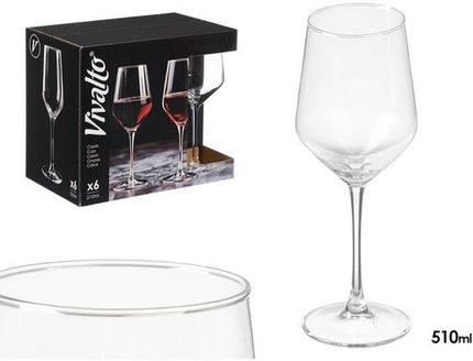 Wijnglazen Set - 6 Delige Wijnglazen - 510 ml per Glas - Conisch Elegant Design - Transparant Glas - Voor Rode Wijn Witte Wijn en Rosé - Luxe Drinkglazen voor Thuis en Horeca - Seprio
