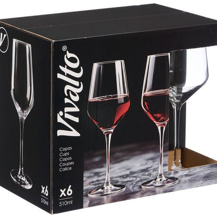 Wijnglazen Set - 6 Delige Wijnglazen - 510 ml per Glas - Conisch Elegant Design - Transparant Glas - Voor Rode Wijn Witte Wijn en Rosé - Luxe Drinkglazen voor Thuis en Horeca - Seprio