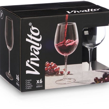 Wijnglazen Set - 6 Delige Wijnglazen - 600 ml per Glas - Elegant Rond Design - Transparant Glas - Voor Rode Wijn Witte Wijn en Rosé - Luxe Drinkglazen voor Thuis en Horeca - Seprio