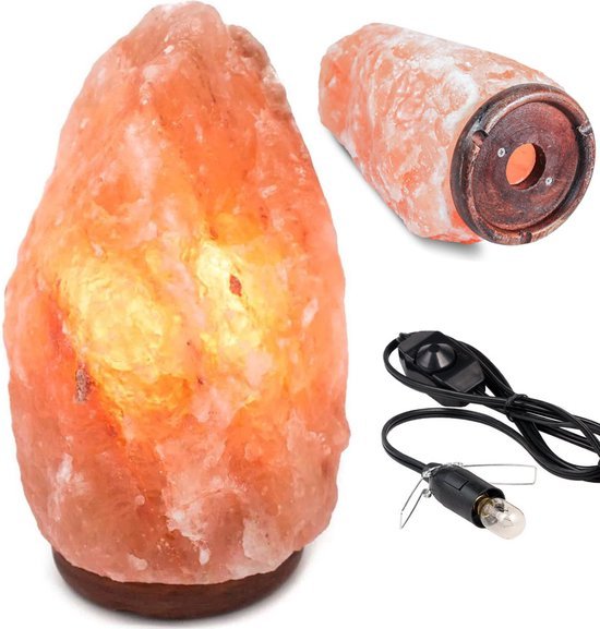 Zoutlamp - Himalayazout - 100% Natuurlijk - 3 - 5 kg - Incl. Snoer met Dimmer - Incl. 15W Gloeilampje - Seprio